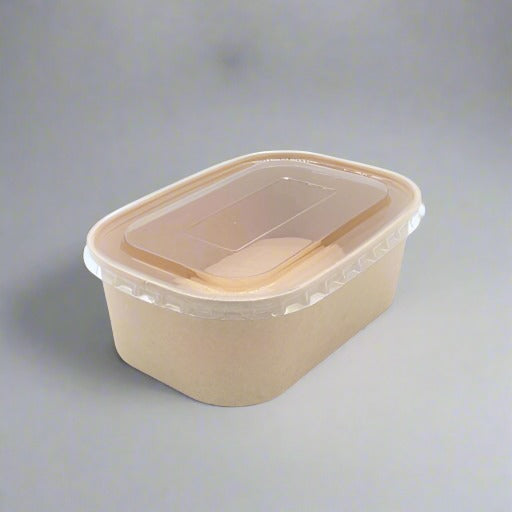 PP Lid for Rectangular Kraft Salad Bowl (500/650/750/1000ml) - 300pcs